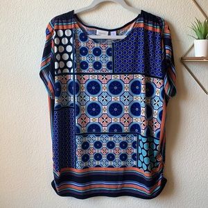 Chico’s | Blue & Orange Top Sz 3